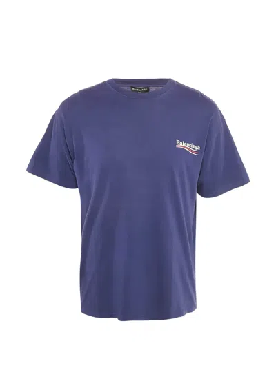 Pre-owned Balenciaga Logo T-shirt In Blue