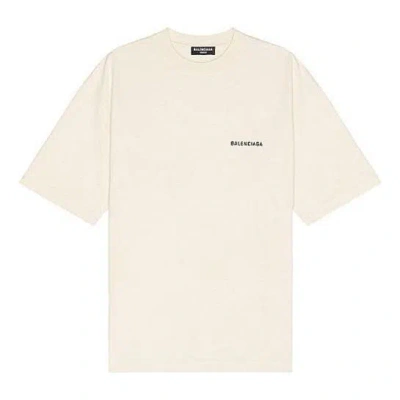 Balenciaga Logo T-shirt Medium Fit 'beige' In White