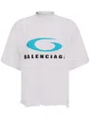 Balenciaga Icon Print Cropped Cotton T-shirt In White