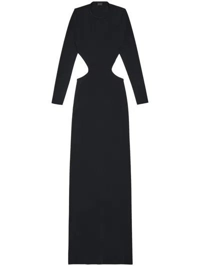 Balenciaga Logo-tag Cut-out Maxi Dress In Black