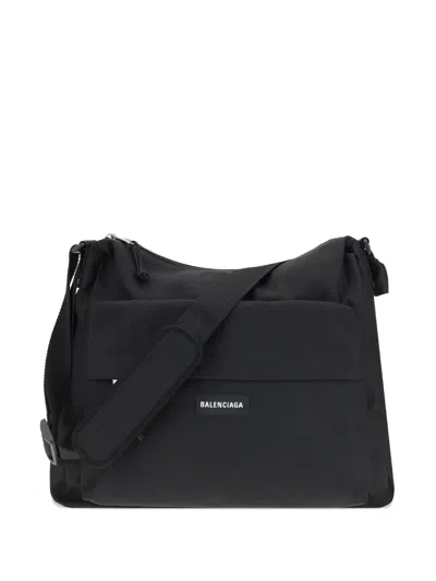 Balenciaga Logo-tag Shoulder Bag In Black