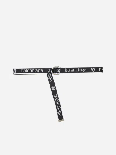 Balenciaga Logo-tape Fabric Belt In Black