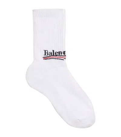 Balenciaga Logo Tennis Socks In White