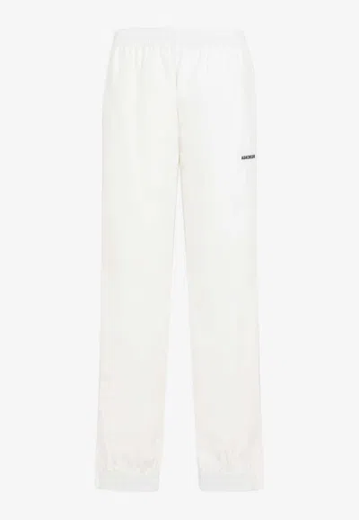 Balenciaga Logo Track Pants In Tech Fabric In White