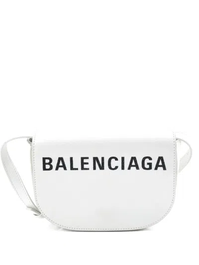 Pre-owned Balenciaga Logo Ville Day Bag Leather Small Crossbody Bag In White