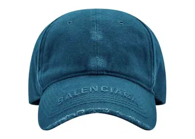 Pre-owned Balenciaga Logo Visor Cap In Indigo In Purple