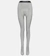 Balenciaga Logo Waistband Fishnet Tights In Black/white