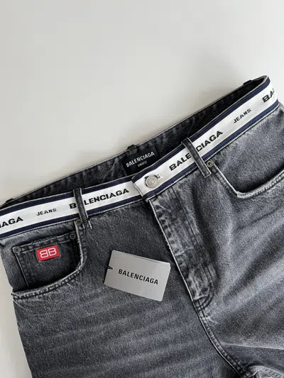 Pre-owned Balenciaga Logo Waistband Pants In Black