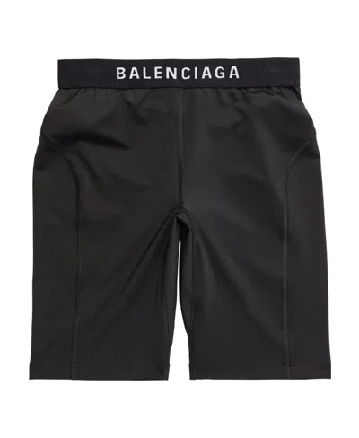 Balenciaga Logo-waistband Shorts In Black