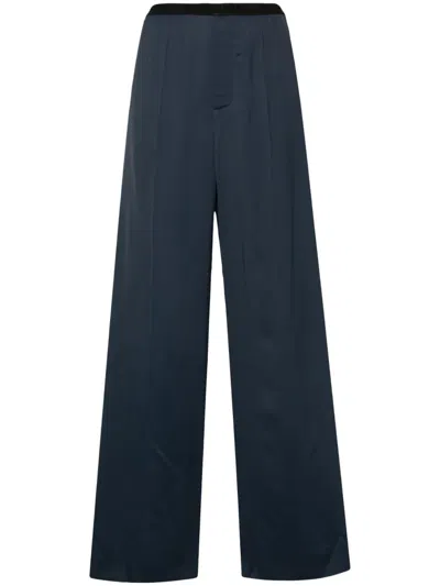 Balenciaga Logo-waistband Straight-leg Pants In Blue
