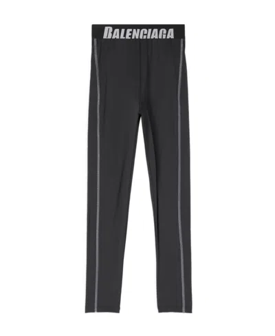 Balenciaga Logo-waistband Stretch Leggings In Black
