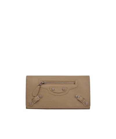Balenciaga Logo Wallet In Brown