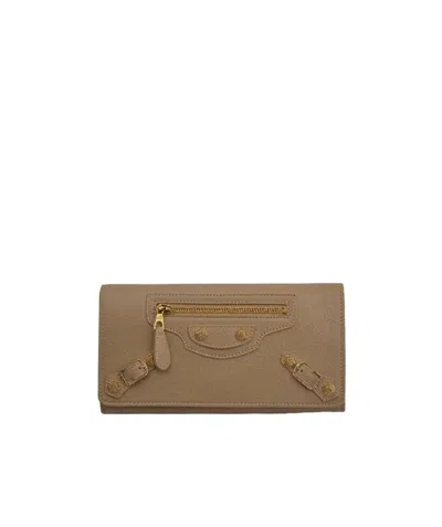 Balenciaga Logo Wallet In Brown