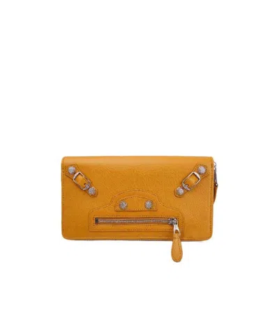 Balenciaga Logo Wallet In Orange