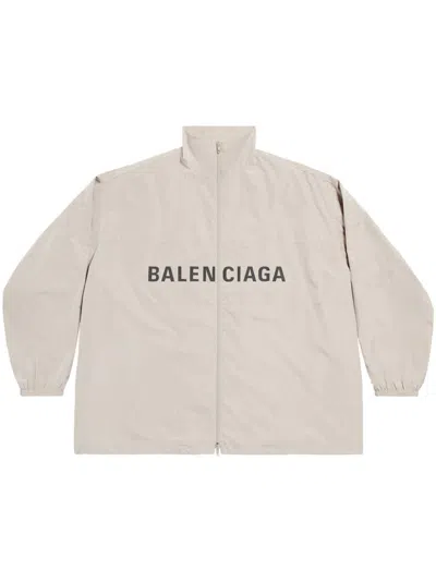 Balenciaga Logo印花防风衣 In Beige