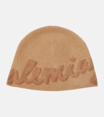 Balenciaga Logo Wool And Cashmere Beanie In Beige