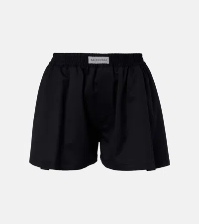 Balenciaga Logo Wool-blend Shorts In Black
