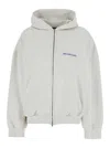 Balenciaga White Sweatshirt With Fixed Hood And Logo Lettering On Front And Rear In Cotton Woman