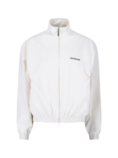 Balenciaga Logo Zip Jacket In White