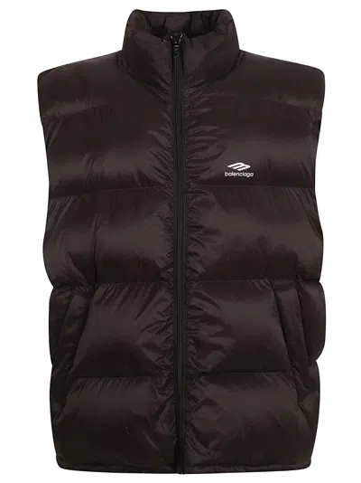 Balenciaga Quilted Nylon Puffer Vest In Black