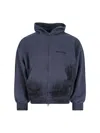 Balenciaga Hooded Sweatshirt Featuring Front Pockets In Blue