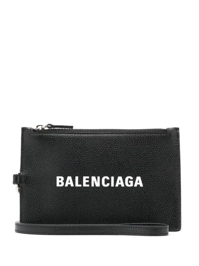 Balenciaga Logo Zip Wallet In Black