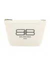 Balenciaga Logo Zipper Handbag In White