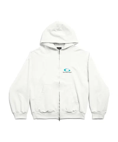 Balenciaga Logo Zipper Sweater In White