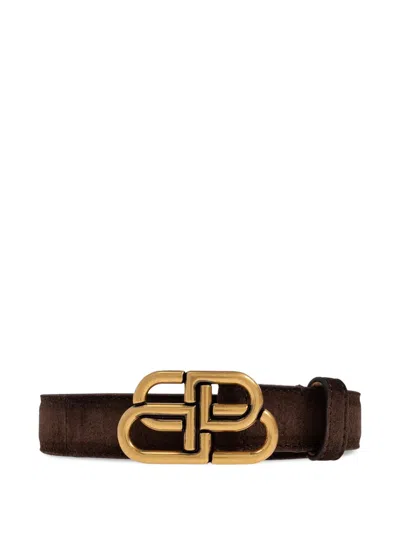 Balenciaga Logo-buckle Belt In Burgundy