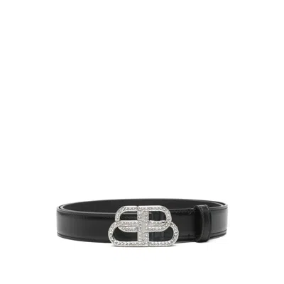 BALENCIAGA LOGO-BUCKLE LEATHER BELT