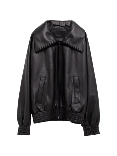 Balenciaga Logo-debossed Leather Jacket In Animal Print