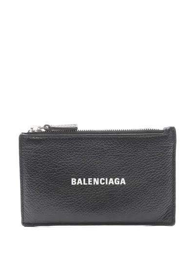 Pre-owned Balenciaga Logo-detail Leather Cardholder In Black