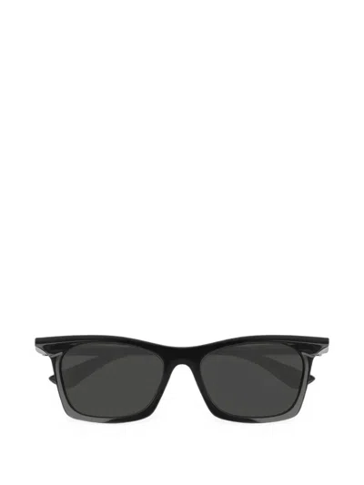 Balenciaga Logo-detail Rectangle-frame Sunglasses In Black