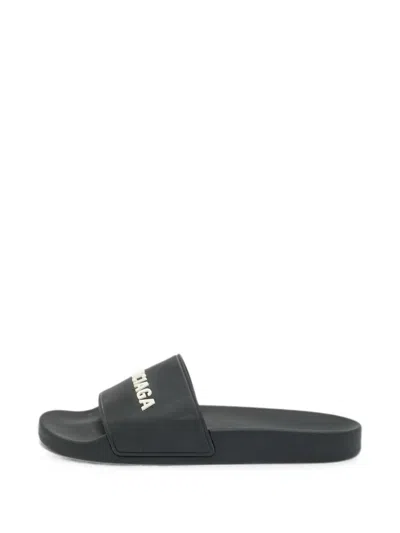Pre-owned Balenciaga Logo-detail Slide Sandals In Black