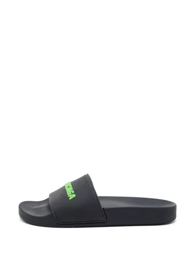Pre-owned Balenciaga Logo-detail Slides In Black