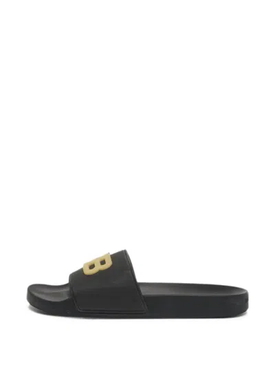 Pre-owned Balenciaga Logo-detail Slides In Black