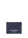 Balenciaga Distinctive Touch Leather Card Holder In Midnight Blue