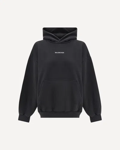 Balenciaga Felpa Con Cappuccio Logata In Black