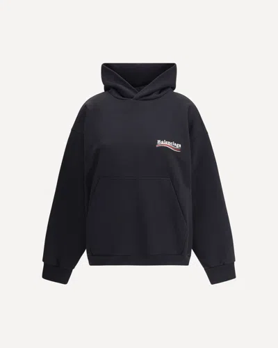 Balenciaga Logoed Hoodie In Blue