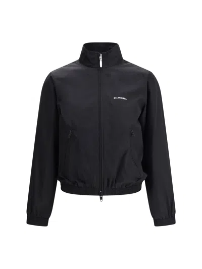 Balenciaga Black Bomber Jacket With Zip And Logo
