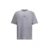 Balenciaga Men Grey Crewneck T-shirt With Logo Embroidery On The Front In Cotton Man In Gray