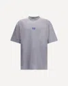 Balenciaga Men Grey Crewneck T-shirt With Logo Embroidery On The Front In Cotton Man In Gray
