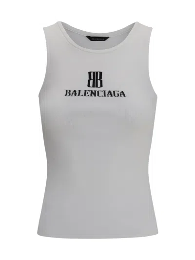 Balenciaga White Nano Bb Tank Top