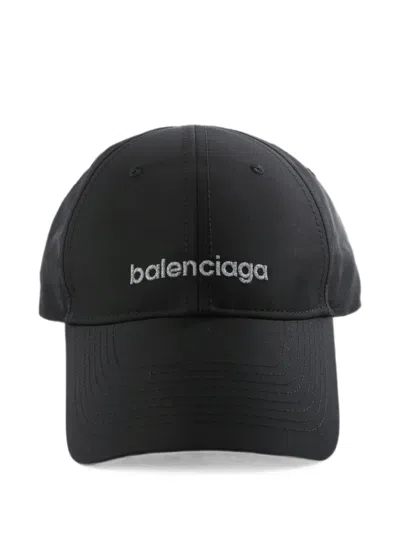 Balenciaga Techwear Technical Fabric Hat With Embroidered Lettering Logo In Black