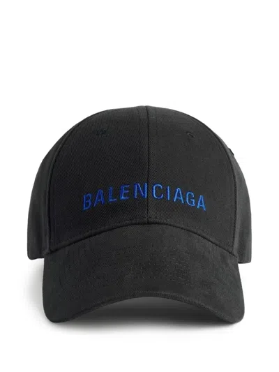 Balenciaga Logo-embroidered Baseball Cap In Black