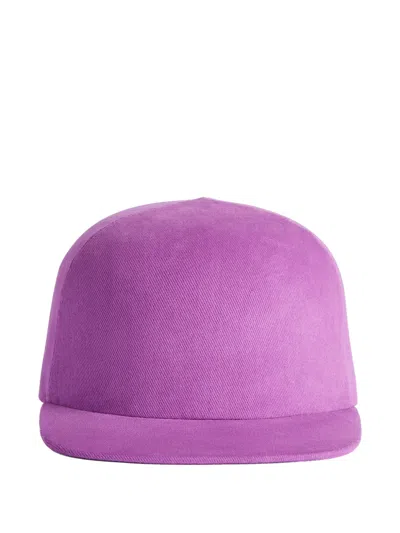 Balenciaga Logo Embroidered Cotton Drill High Rounded Hat In Purple