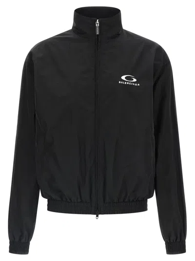 Balenciaga Logo-embroidered Bomber Jacket In Black