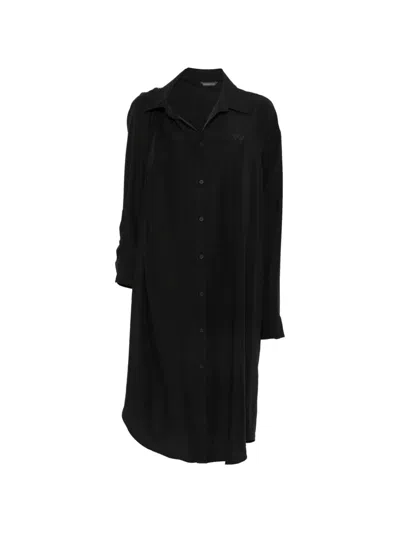 Balenciaga 로고 자수 버튼 업 드레스 In Black