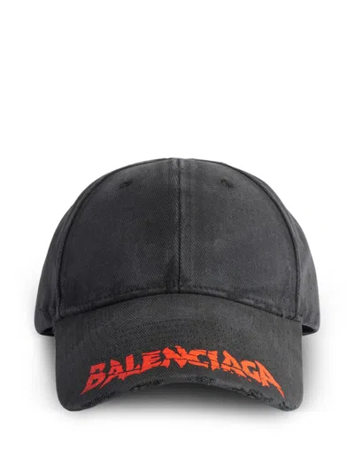 Balenciaga Logo-embroidered Cotton Baseball Cap In Black