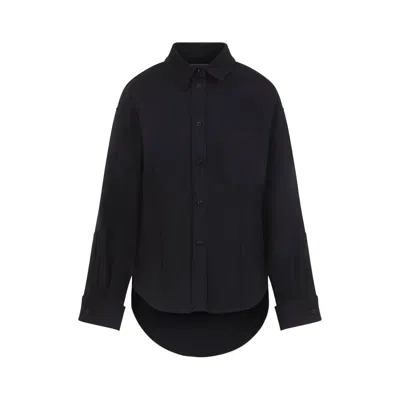 Balenciaga Logo-embroidered Cotton Shirt In Blue